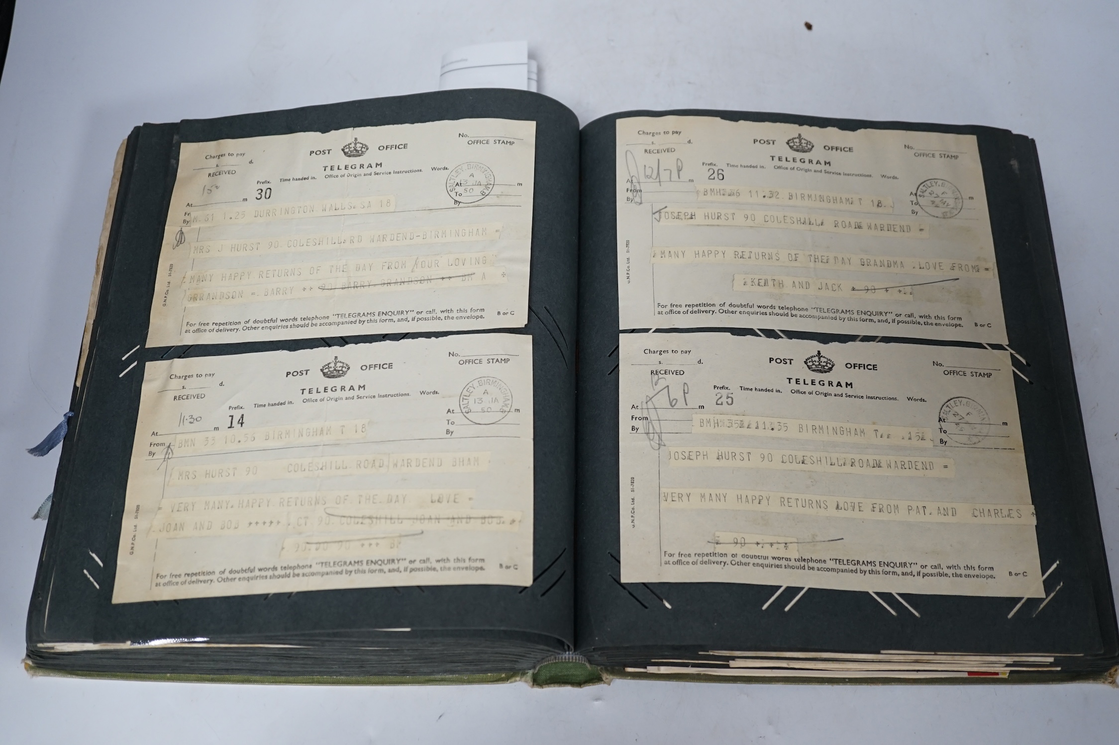 A vintage postcard album including greetings cards. Condition - fair